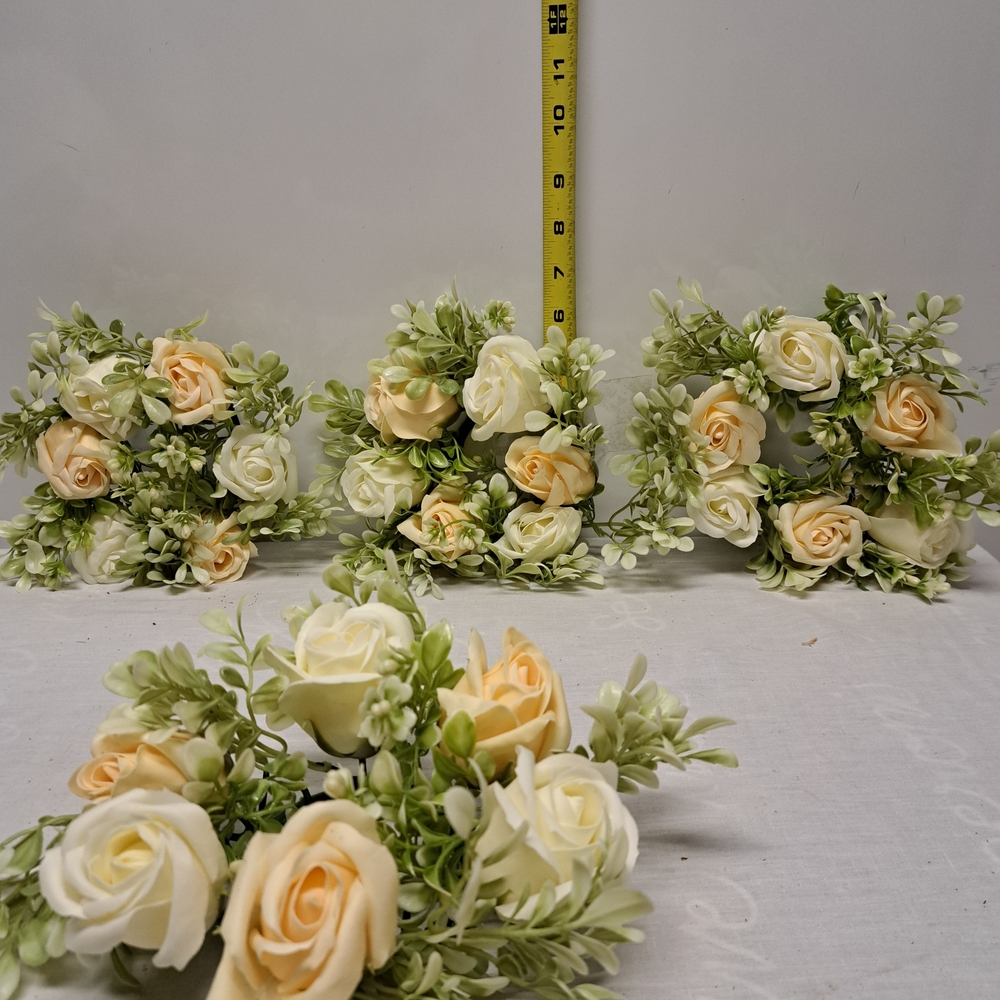 Cream & Peach Artificial Rose Bouquet - Faux Floral Arrangement
